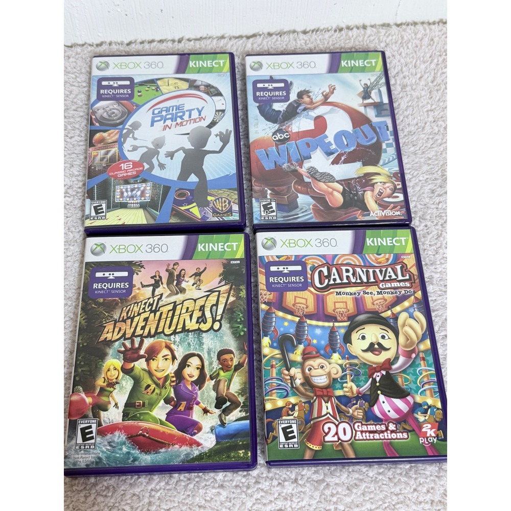 Xbox 360 Kinect Game Bundle Wipeout 2 Kinect Adventures Carnival Games 4 Pack